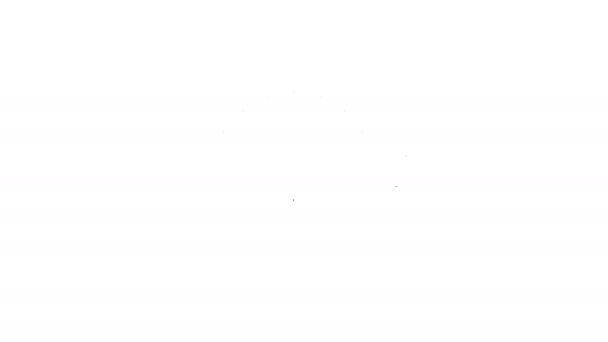 Linea nera Suona l'icona del campanello d'allarme isolato su sfondo bianco. Sistema di allarme antincendio. Campanello di servizio, segnale di campanello, simbolo di notifica. Animazione grafica 4K Video motion — Video Stock