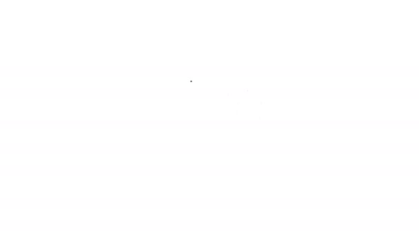 Schwarze Linie Duschkopf mit Wassertropfen fließen Symbol isoliert auf weißem Hintergrund. 4K Video Motion Grafik Animation — Stockvideo