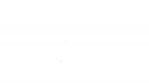 Черная линия на белом фоне со значком листьев. Экологичный защитный щит с листом. Видеографическая анимация 4K — стоковое видео