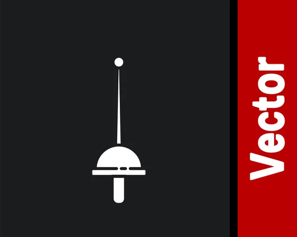 Weißes Fecht Symbol Isoliert Auf Schwarzem Hintergrund Sportgeräte Vektorillustration — Stockvektor