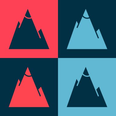 Pop Sanat Dağları simgesi renk arkaplanında izole edilmiş. Zaferin ya da başarının sembolü. Vektör İllüstrasyonu.