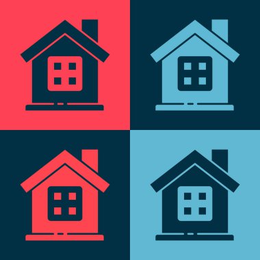 Pop Sanat Evi simgesi renk arkaplanında izole edildi. Ev sembolü. Vektör İllüstrasyonu.