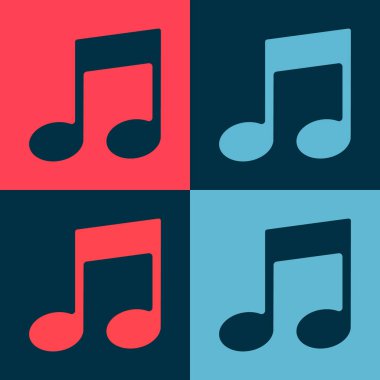 Pop Art Müzik Notası, ton simgesi renk arkaplanında izole. Vektör İllüstrasyonu.
