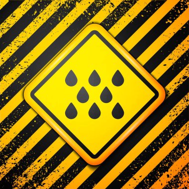 Sarı arkaplanda siyah su damlası simgesi izole edildi. Uyarı işareti. Vektör.