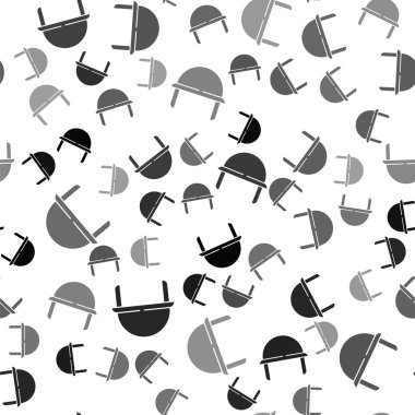 Siyah Askeri miğfer ikonu beyaz arka planda kusursuz desen izole etti. Ordu şapkasının savunma ve koruma sembolü. Koruyucu şapka. Vektör.