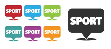 Siyah Konum spor salonu ikonu beyaz arka planda izole edildi. Simgeleri renklendirin. Vektör.