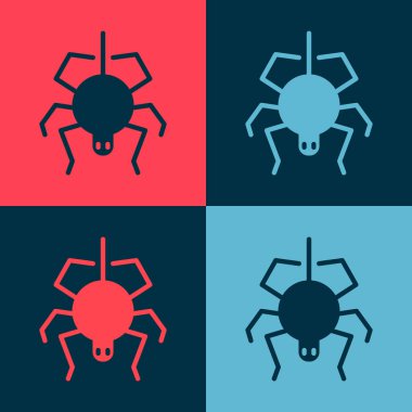 Pop Art Spider simgesi renk arkaplanında izole edildi. Mutlu Cadılar Bayramı Partisi. Vektör.