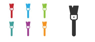 Beyaz arkaplanda siyah boya fırçası simgesi izole edildi. Kazılar sırasında sanatçılar, arkeologlar ve temizlik için. Simgeleri renklendirin. Vektör.