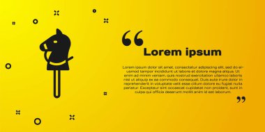 Sarı arka planda siyah oyuncak at ikonu izole edildi. Vektör.