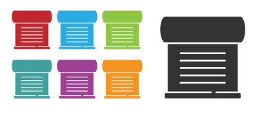 Siyah KHK, kağıt, parşömen, parşömen simgesi beyaz arkaplanda izole edilmiş. Simgeleri renklendirin. Vektör.