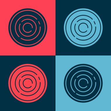 Pop Art Checker oyun çipleri simgesi renk arkaplanında izole edildi. Vektör.