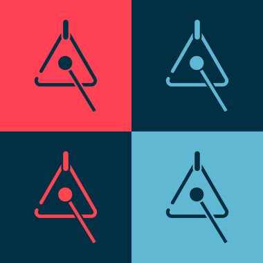 Pop Art Triangle müzik aleti ikonu renk arka planında izole edildi. Vektör.