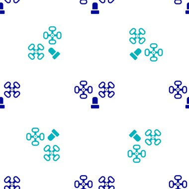 Mavi Su musluk ikonu beyaz arka planda izole edilmiş kusursuz desen. Vektör.