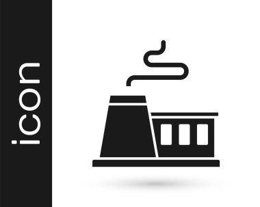 Siyah Fabrika simgesi beyaz arkaplanda izole edildi. Endüstriyel bina. Vektör.