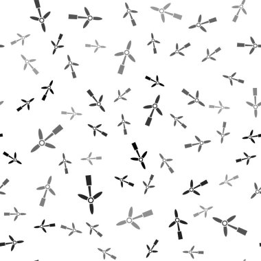 Siyah Rüzgar türbin simgesi beyaz arka planda izole edilmiş pürüzsüz desen. Rüzgar jeneratörü işareti. Elektrik üretimi için yel değirmeni. Vektör.