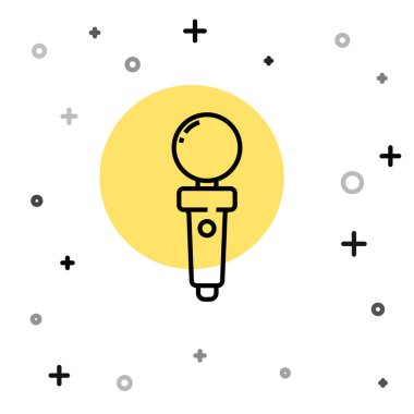 Atari makinesi simgesi için siyah çizgi Joystick beyaz arkaplanda izole edildi. Joystick oyun alanı. Rastgele dinamik şekiller. Vektör İllüstrasyonu.