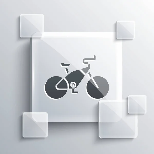 灰色自行车图标孤立在灰色背景 自行车比赛 极限运动 运动器材 方块玻璃面板 病媒图解 — 图库矢量图片