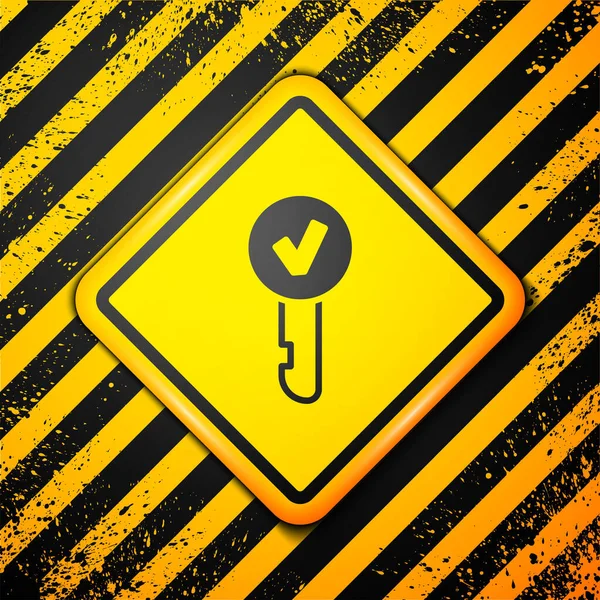 Black Key Symbol Isoliert Auf Gelbem Hintergrund Warnzeichen Vektorillustration — Stockvektor