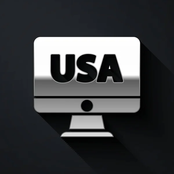 Silver Usa États Unis Amérique Sur Icône Moniteur Isolé Sur — Image vectorielle