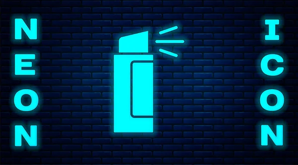 Parlayan Neon Biber Gazı Ikonu Tuğla Duvar Arkasında Izole Edilmiş — Stok Vektör