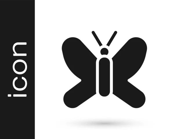 Icône Papillon Noir Isolé Sur Fond Blanc Vecteur — Image vectorielle