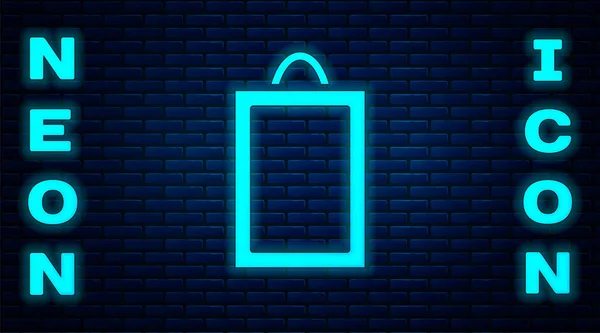 Glowing Neon Picture Icon Isolated Brick Wall Background Vector — Stock Vector