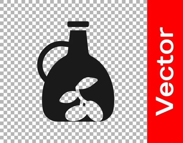 Black Bottle Olive Oil Icon Isolated Transparent Background Jug Olive — Stock Vector