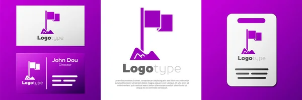 Logotype Icône Drapeau Isolé Sur Fond Blanc Marqueur Position Symbole — Image vectorielle