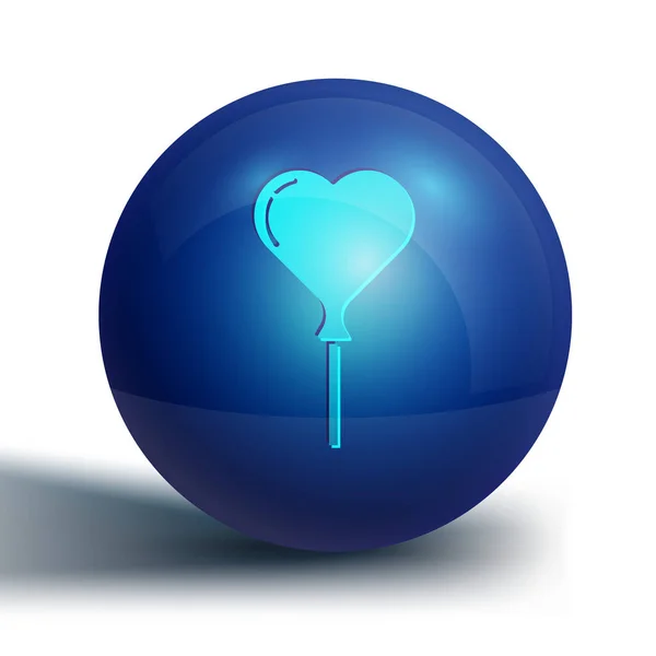Blaue Luftballons Herzform Mit Schleifensymbol Auf Weißem Hintergrund Blauer Kreis — Stockvektor