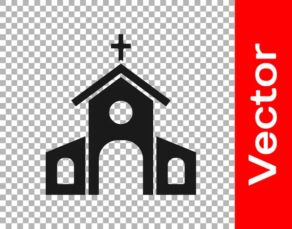 Μαύρη Εκκλησία Κτίριο Εικονίδιο Απομονώνονται Διαφανές Φόντο Χριστιανική Εκκλησία Θρησκεία — Διανυσματικό Αρχείο