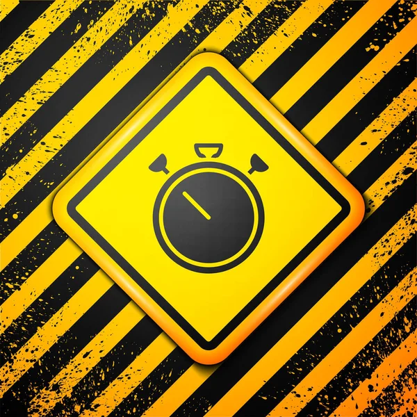 Чорна Піктограма Секундоміра Ізольована Жовтому Тлі Часовий Знак Таймера Знак — стоковий вектор