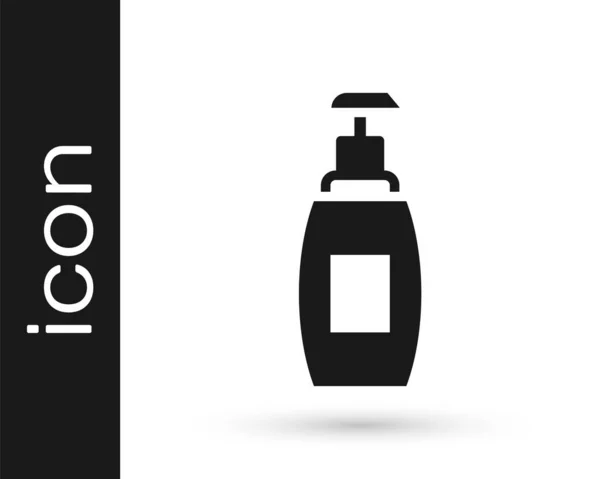 Schwarze Flasche Flüssige Antibakterielle Seife Mit Spendersymbol Auf Weißem Hintergrund — Stockvektor