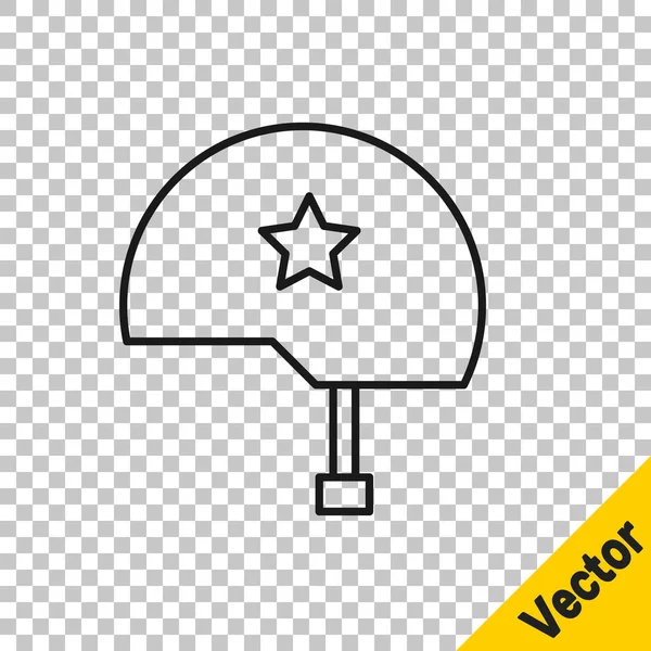 Черная Линия Военный Шлем Значок Изолирован Прозрачном Фоне Армейская Шляпа — стоковый вектор
