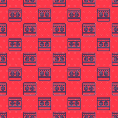 Mavi çizgi atış galerisi ikonu kırmızı arkaplanda izole edilmiş pürüzsüz desen. Vektör.