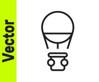 Siyah çizgi Sıcak hava balonu simgesi beyaz arkaplanda izole edildi. Seyahat için hava taşımacılığı. Vektör.