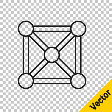 Siyah çizgi engelleme teknolojisi simgesi şeffaf arkaplanda izole edildi. Kripto para birimi verileri. Soyut geometrik blok zincir ağ teknolojisi işi. Vektör.
