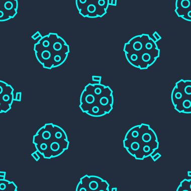 Bayrak simgesi olan yeşil çizgi uydusu mavi arkaplandaki pürüzsüz deseni izole etti. Vektör.