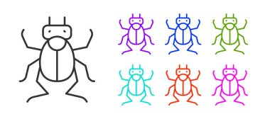 Siyah çizgi böceği simgesi beyaz arkaplanda izole edildi. Simgeleri renklendirin. Vektör.