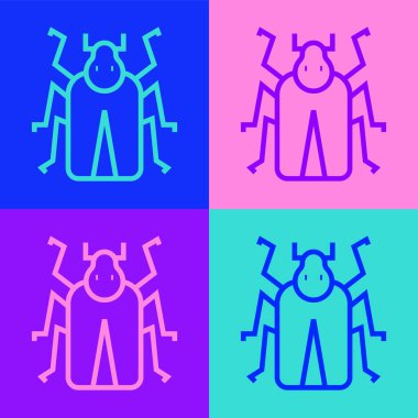 Pop Art Line Böcek simgesi renk arkaplanında izole edildi. Vektör.