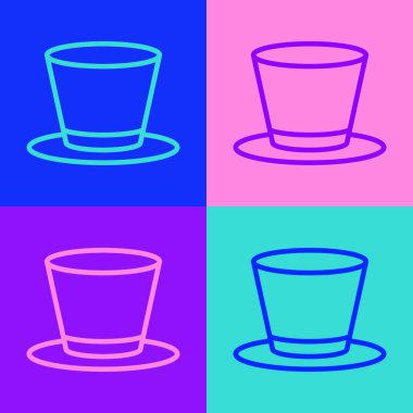 Pop sanat eseri silindir şapka simgesi renk arkaplanında izole edildi. Vektör.