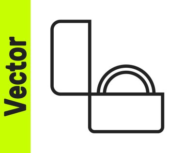 Siyah çizgi elmas nişan yüzüğü ikonu beyaz arkaplanda izole edilmiş. Vektör.