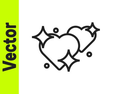 Siyah çizgi İki Bağlı Kalpler simgesi beyaz arkaplanda izole edildi. Romantik sembol, bağlanma, tutku ve düğün. Sevgililer Günü sembolü. Vektör.