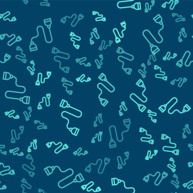 Yeşil çizgi genişletme simgesi mavi arkaplanda izole edilmiş kusursuz desen. Vektör.