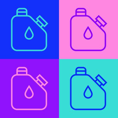 Yanıcı sıvılar için pop sanat hattı kutusu ikonu renk arkaplanında izole edildi. Yağ ya da biyoyakıt, patlayıcı kimyasallar, tehlikeli maddeler. Vektör.