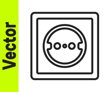 Siyah çizgi elektrik çıkış simgesi beyaz arkaplanda izole edildi. Elektrik prizi. Rosette sembolü. Vektör.