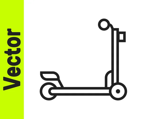 Icono Scooter Línea Negra Aislado Sobre Fondo Blanco Vector — Vector de stock