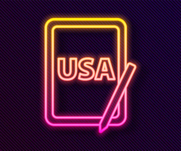 Glowing Neon Line Usa Etats Unis Amérique Sur Tablette Graphique — Image vectorielle