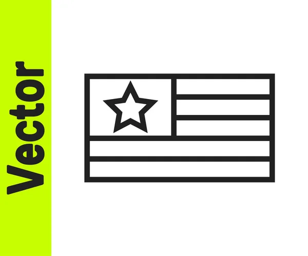 Zwarte Lijn Amerikaanse Vlag Pictogram Geïsoleerd Witte Achtergrond Vlag Van — Stockvector