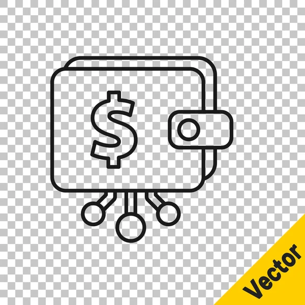 Black Line Cryptocurrency Wallet Symbol Isoliert Auf Transparentem Hintergrund Brieftasche — Stockvektor