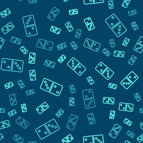 Πράσινη Γραμμή Εικονίδιο Domino Απομονωμένη Αδιάλειπτη Μοτίβο Μπλε Φόντο Διάνυσμα — Διανυσματικό Αρχείο